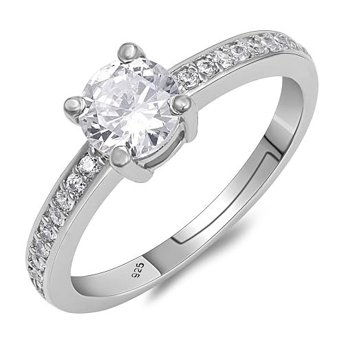 Pissara 925 Sterling Silver Cubic Zirconia Finger Ring For Women And Girls