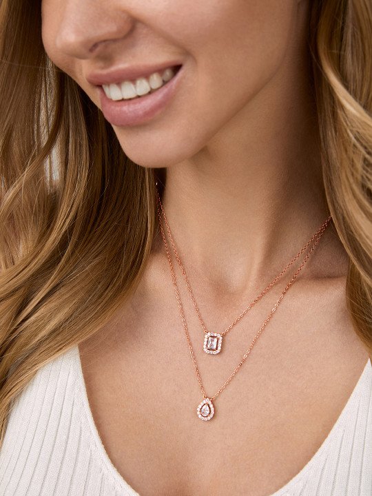 Gold-Plated Brass Solitaire Layered Necklace
