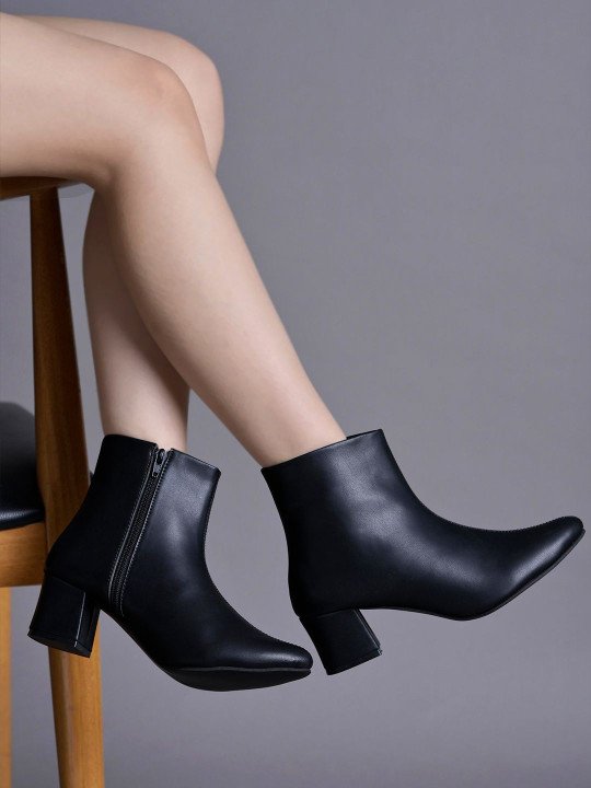 Women Pointed Toe Block Heel Regular Boots
