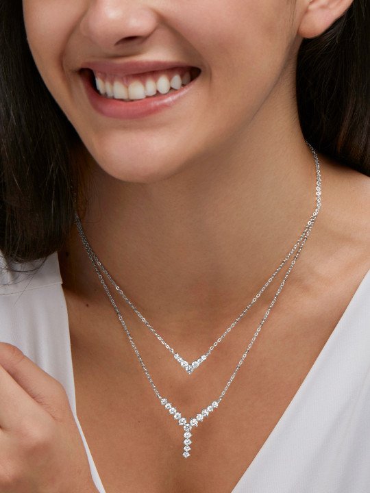 Rhodium-Plated Layered Necklace