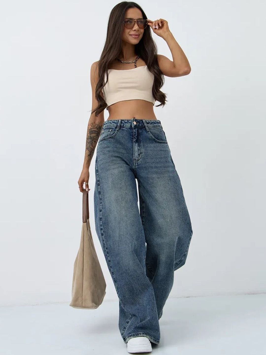 Aadvi Fashion Flared High-Rise Wide Leg Jeans